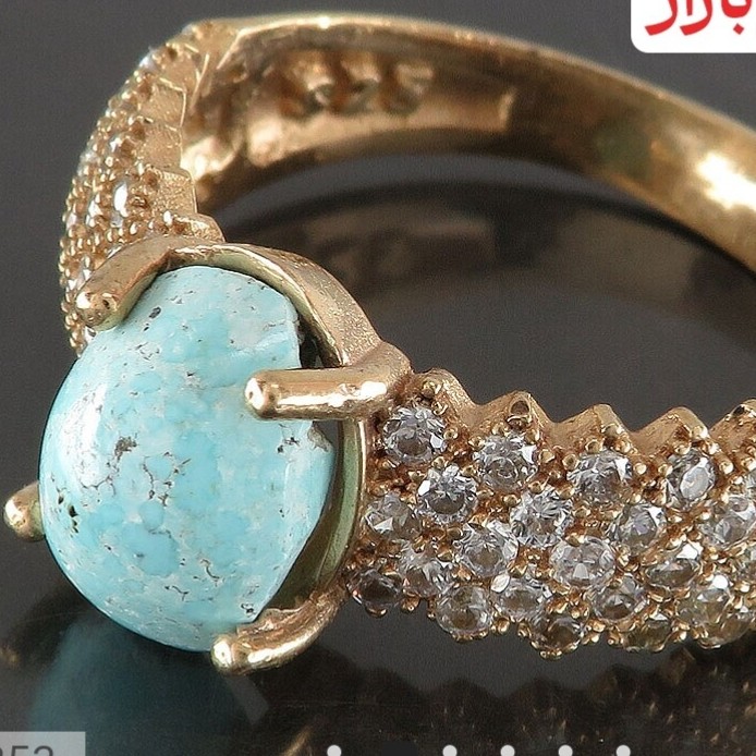 انگشتر زنانه طلا روس نگین فیروزه رکاب پرنس