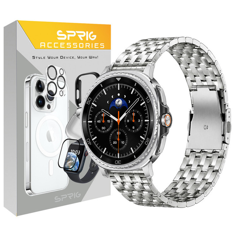 بند فلزی اسپریگ مدل 7BIX SK W8 مناسب برای ساعت هوشمند سامسونگ Galaxy Watch 8 40mm / 8 44mm / 8 Classic 46mm