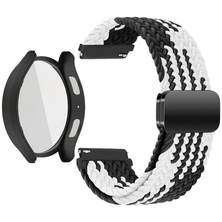 بند اسپریگ مدل Braided MAG BL-WH مناسب برای ساعت هوشمند سامسونگ GalaxyWatch 4 40mm / Watch 5 40mm به همراه کاور