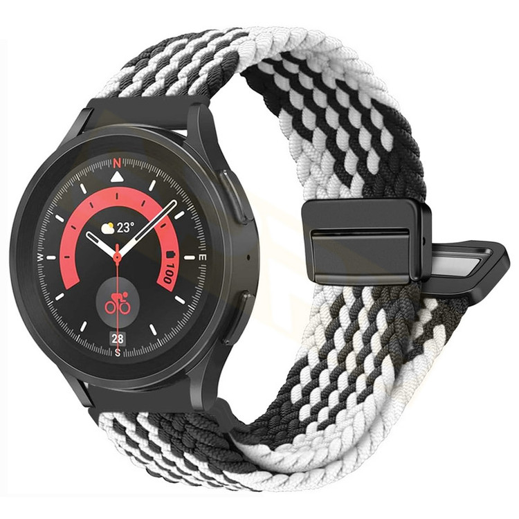 بند اسپریگ مدل Braided MAG BL-WH مناسب برای ساعت هوشمند سامسونگ GalaxyWatch 4 40mm / Watch 5 40mm به همراه کاور