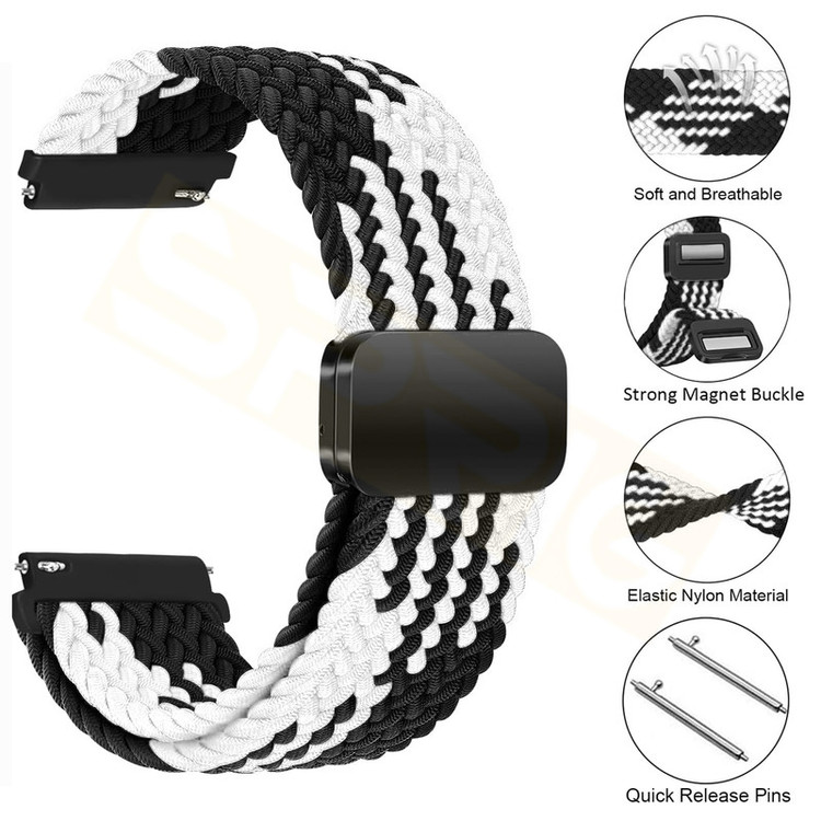 بند اسپریگ مدل Braided MAG BL-WH مناسب برای ساعت هوشمند سامسونگ GalaxyWatch 4 40mm / Watch 5 40mm به همراه کاور