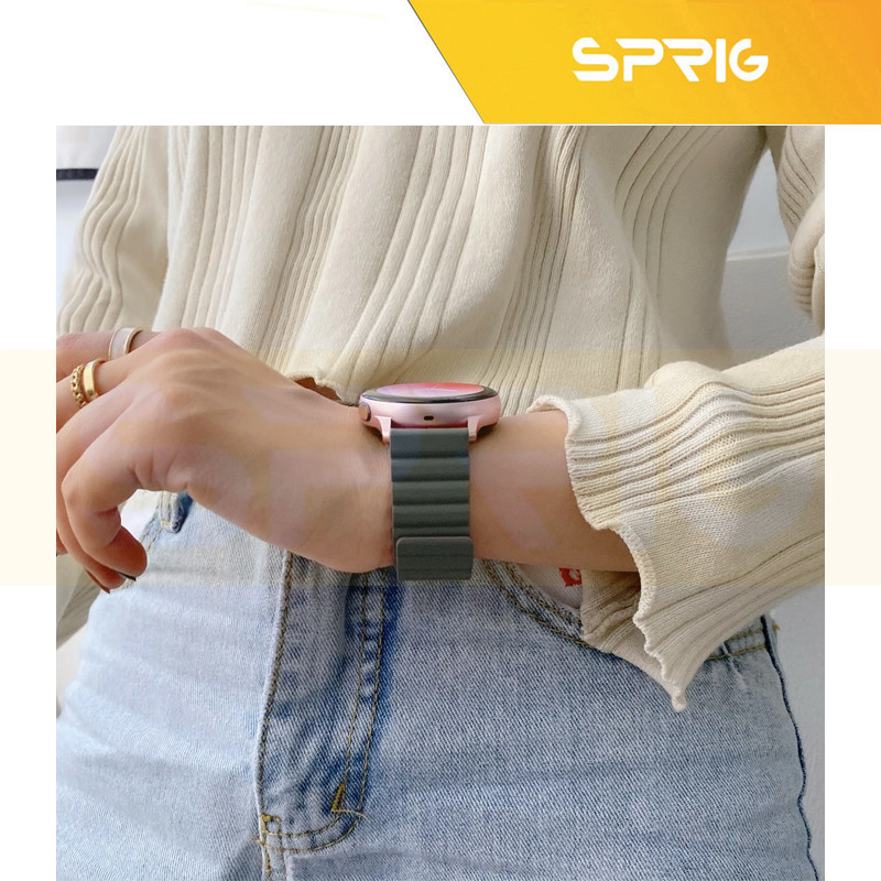 بند اسپریگ مدل Silicone Magnetic Link GRY مناسب برای ساعت هوشمند سامسونگ Watch 3 size 41mm / Galaxy Watch 4 40mm / watch 4 42mm / watch 4 44mm / watch 4 46mm