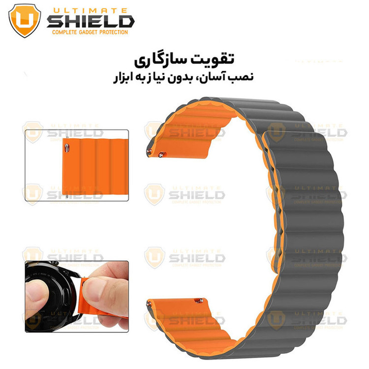 بند اسپریگ مدل Silicone Magnetic Link GRY مناسب برای ساعت هوشمند سامسونگ Watch 3 size 41mm / Galaxy Watch 4 40mm / watch 4 42mm / watch 4 44mm / watch 4 46mm