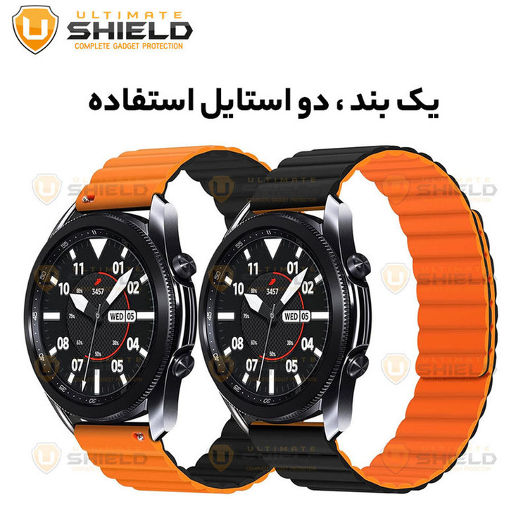 بند اسپریگ مدل Silicone Magnetic Link GRY مناسب برای ساعت هوشمند سامسونگ Watch 3 size 41mm / Galaxy Watch 4 40mm / watch 4 42mm / watch 4 44mm / watch 4 46mm