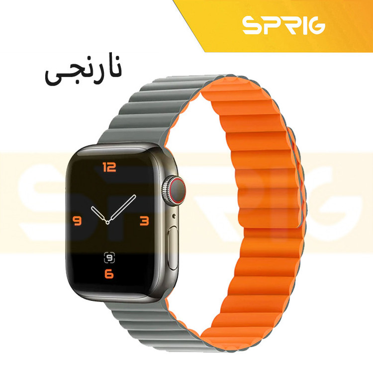 بند اسپریگ مدل magnetic silicon dual color مناسب برای اپل واچ Series SE 2022 Aluminum Case 44mm / SE 2021 Aluminum Case 44mm / Series 5 44mm / Series 6 44mm / SE 44mm
