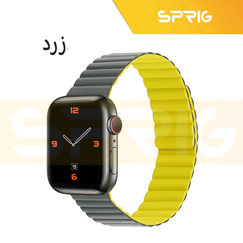 بند اسپریگ مدل magnetic silicon dual color مناسب برای اپل واچ Series SE 2022 Aluminum Case 44mm / SE 2021 Aluminum Case 44mm / Series 5 44mm / Series 6 44mm / SE 44mm