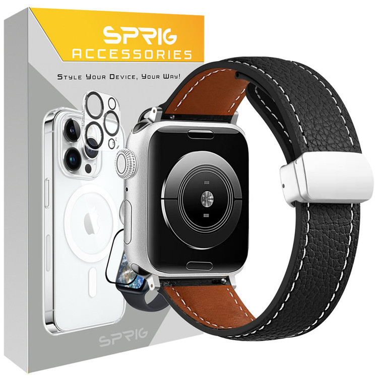 بند اسپریگ مدل Magnetic Leather SP مناسب برای اپل واچ سری 7/8/9 سایز 45mm