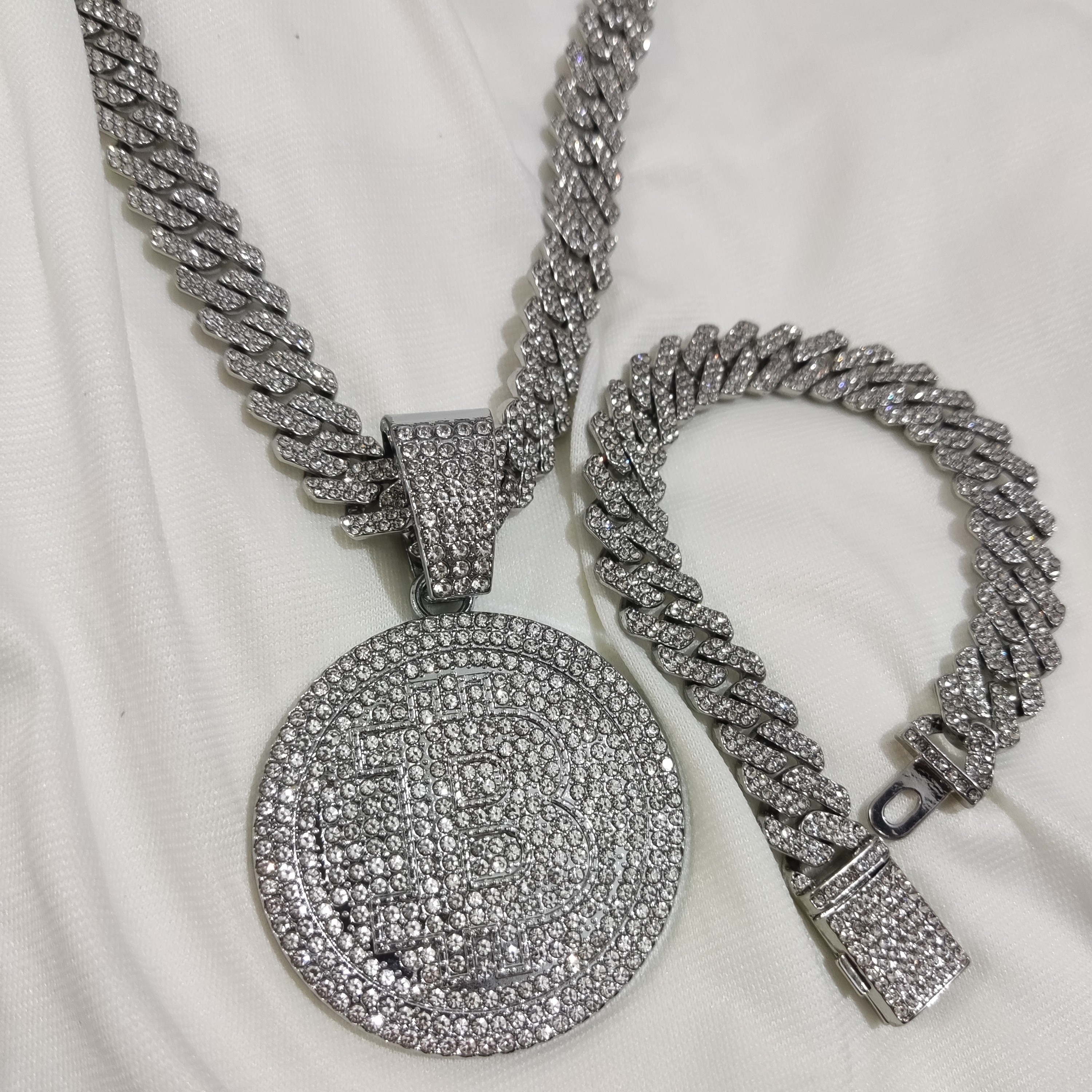 ست کامل فول نگین نقره ای