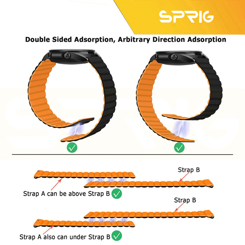 بند اسپریگ مدل Silicone MAG Link TW مناسب برای ساعت هوشمند میبرو A1 / A2 / A3 22mm