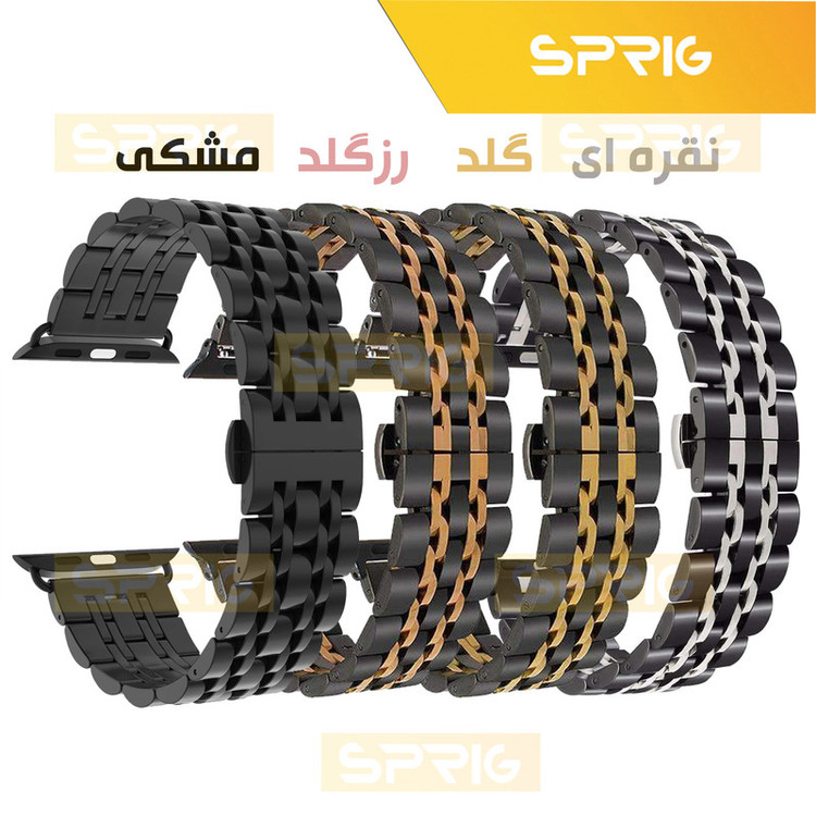 بند اسپریگ مدل 7Bead BK مناسب برای اپل واچ Series 7 Aluminum 45mm / Series 8 Aluminum 45mm / Series 9 Aluminum 45mm