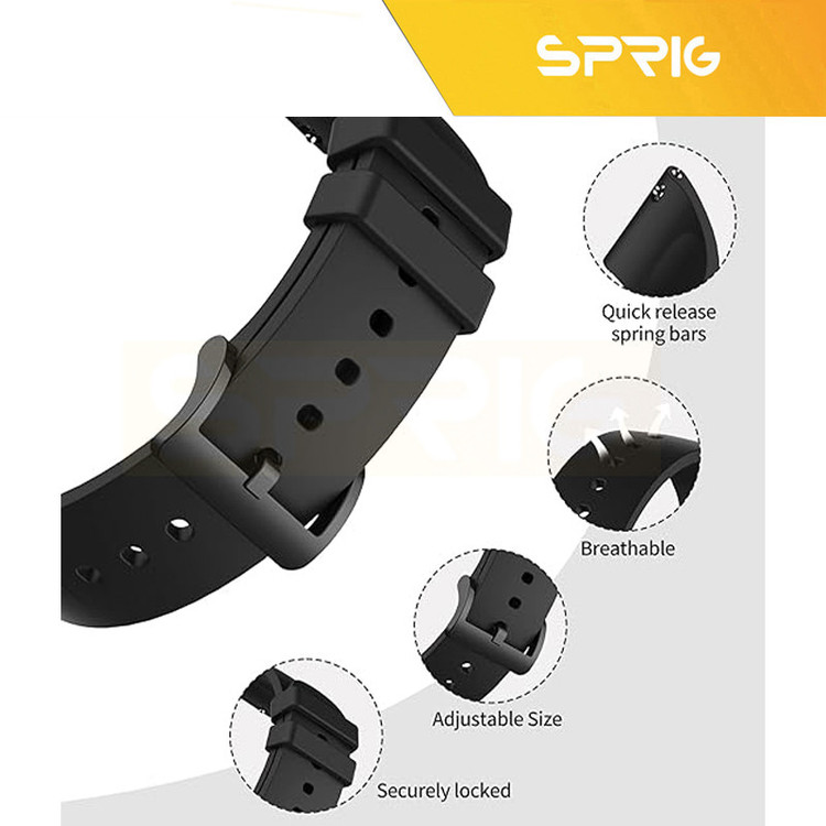 بند اسپریگ مدل Para-Silic TW مناسب برای ساعت هوشمند هایلو Solar plus RT3 22mm