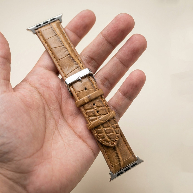 بند اسپریگ مدل Croco Leather مناسب برای اپل واچ 42/44/45/49 میلی متری سری Se/1/2/3/4/5/6/7/8/9/Ultra/Ultra2/Ultra3