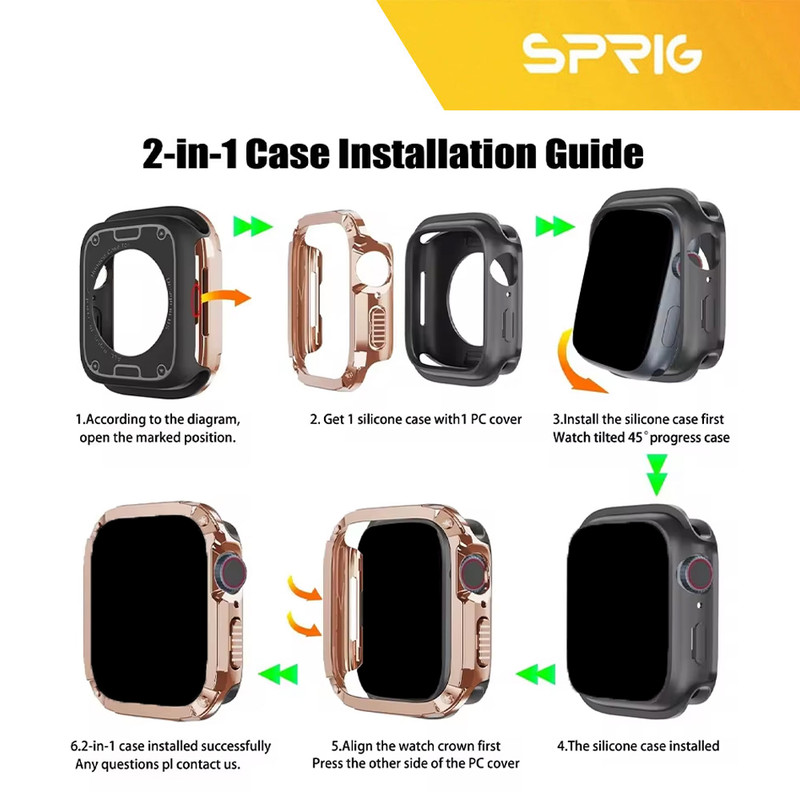 کاور اسپریگ مدل ShockProof-GU مناسب برای اپل واچ 44/45 میلی متری سری 4/5/6/7/8/9/SE/SE2/SE3