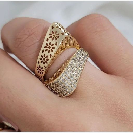 انگشتر مجلسی نمادار آبکاری طلا ژوپینگ