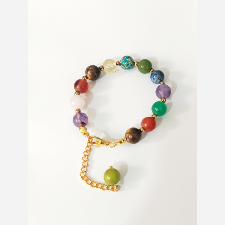 دستبند 10 نوع سنگ اصلی همراه قفل و زنجیر