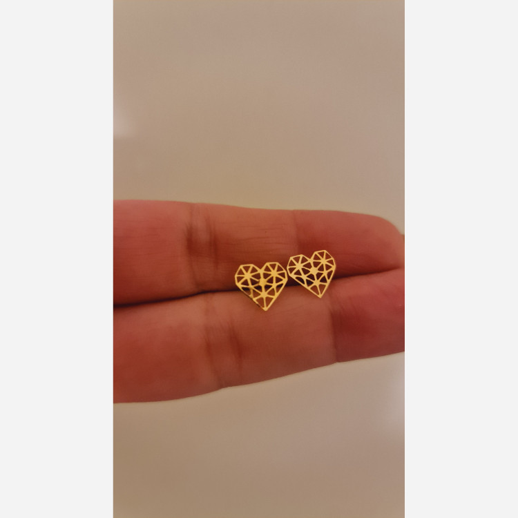 گوشواره طلا طرح قلب مشبک