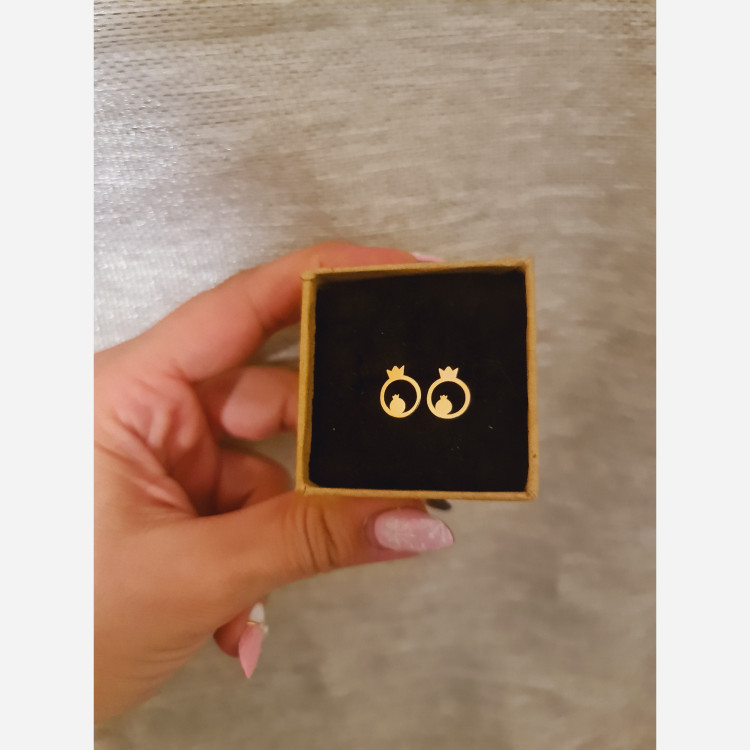 گوشواره طلا 18 عیار طرح انار دوتایی