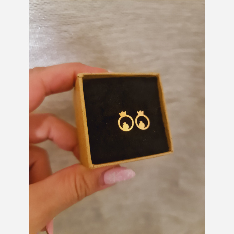 گوشواره طلا 18 عیار طرح انار دوتایی