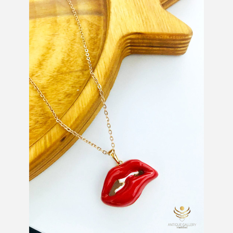 گردنبند ژوپینگ طرح لب پلاک زنجیر ضد حساسیت گردنبند دخترانه