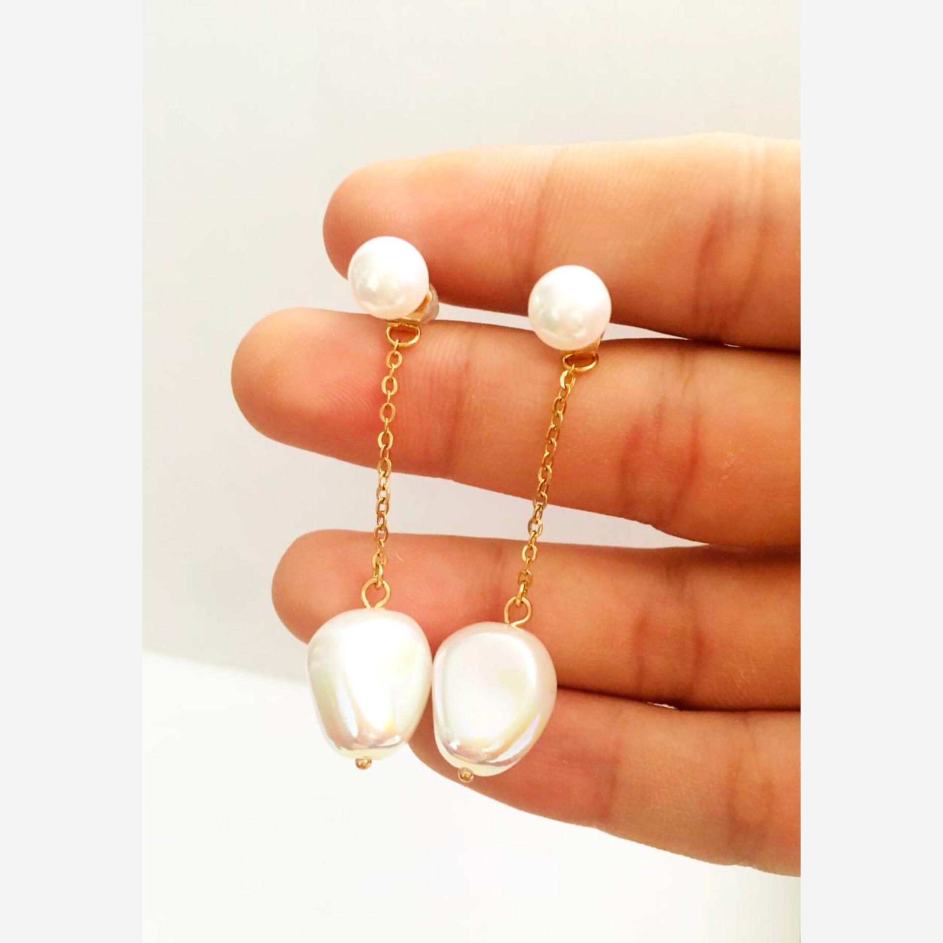 گوشواره طرح صدف گوشواره مرواریدی گوشواره زنانه ضد حساسیت گوشواره ژوپینگ