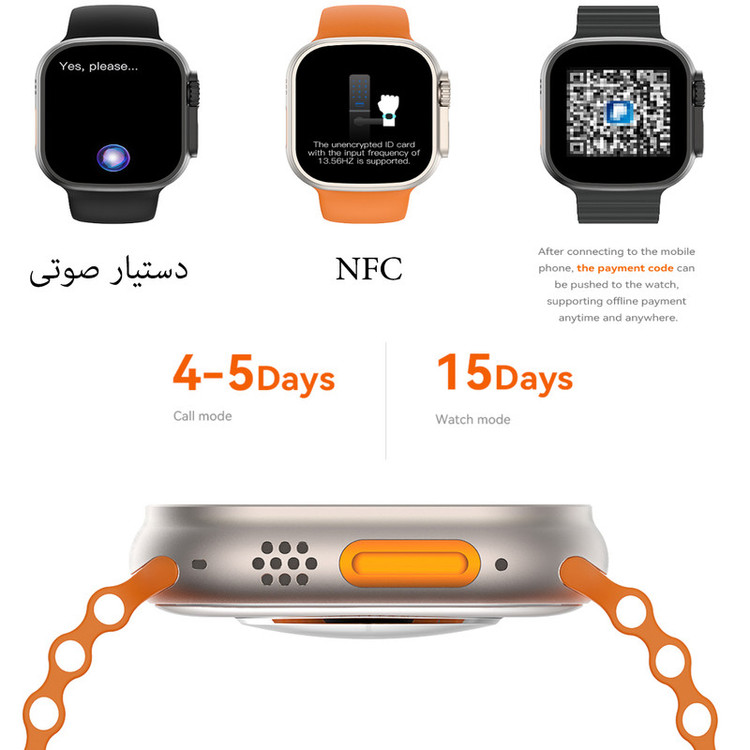 ساعت هوشمند 49 میلی متری میکروویر مدل W69-Watch Ultra بند سیلیکونی