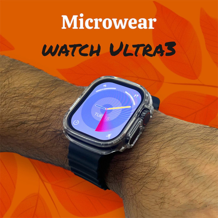ساعت هوشمند میکروویر مدل Ultra3 دارای قابلیت صفحه نمایش رنگی و لمسی، قابلیت مکالمه از طریق بلوتوث، پشتیبانی از زبان فارسی در منو و سیستمعامل، حافظه داخلی، ایجاد آلبوم عکس و گارد محافظ ضد ضربه