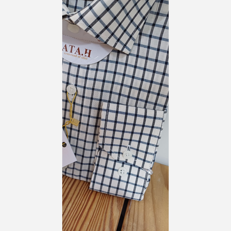 پیراهن مردانه چهارخونه زمینه کرم