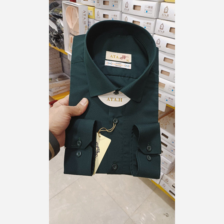 پیراهن مردانه سبز درباری سیر درجه یک