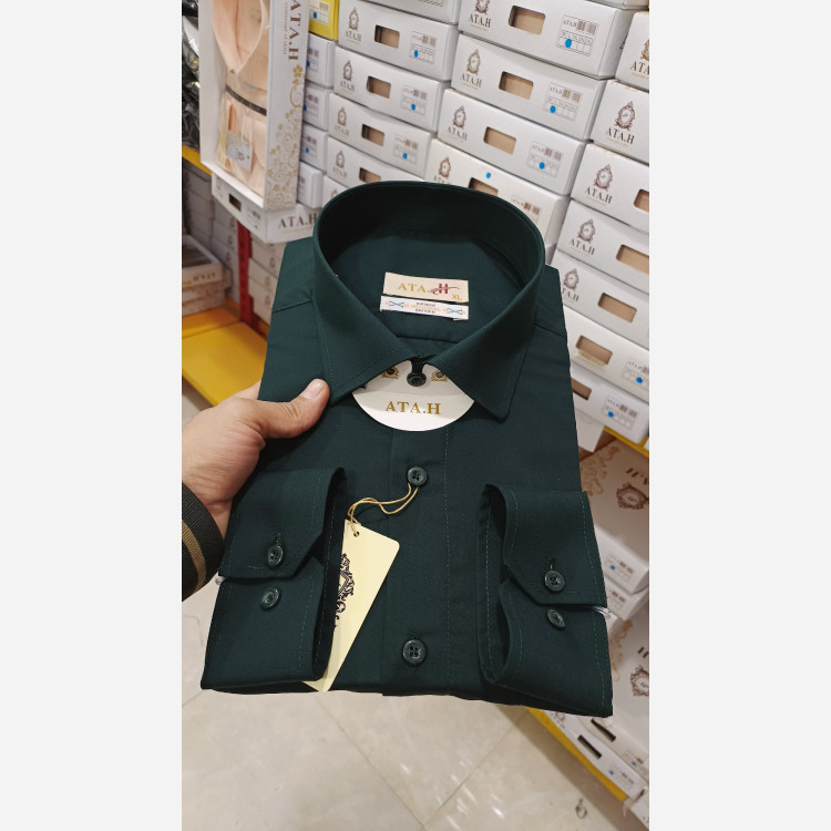 پیراهن مردانه سبز درباری سیر درجه یک
