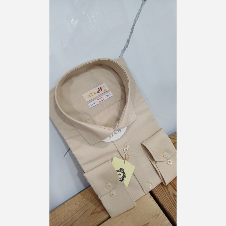 پیراهن مردانه نخودی روشن تترون درجه یک