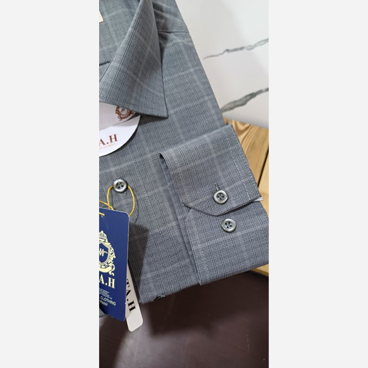 پیراهن مردانه چهارخونه طوسی کد 6