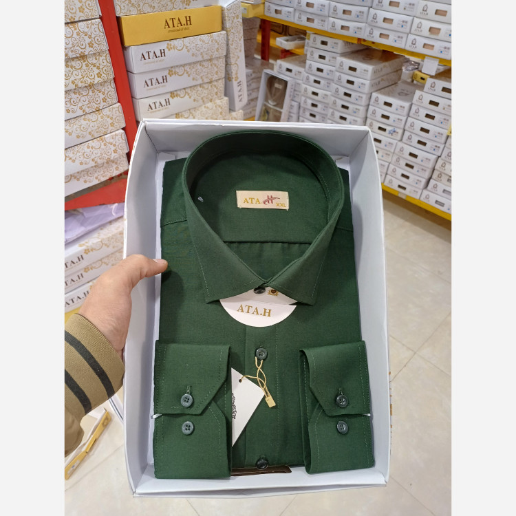 پیراهن مردانه سبز درباری مجلسی و اداری