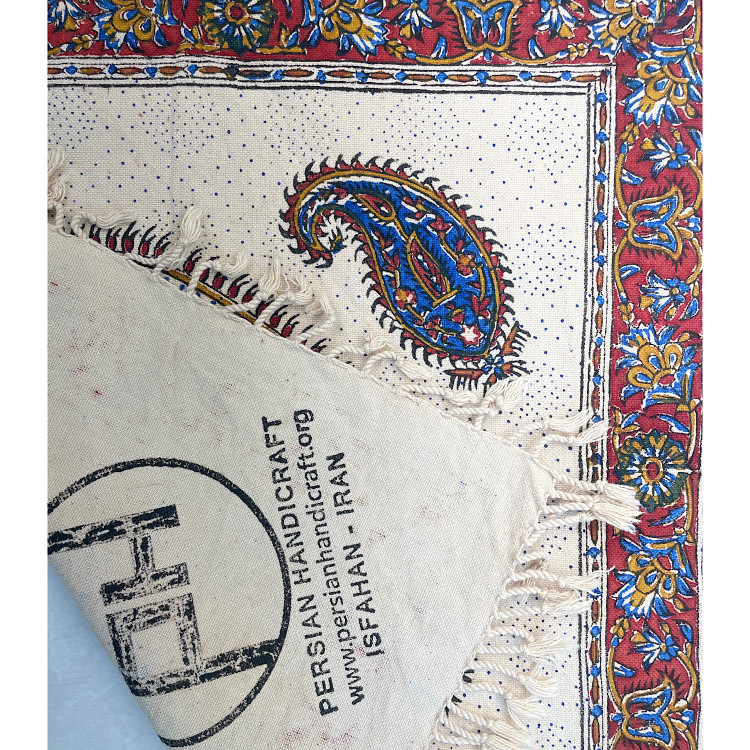 رومیزی عسلی قلمکار طرح گلابتون سایز 40 سانتی