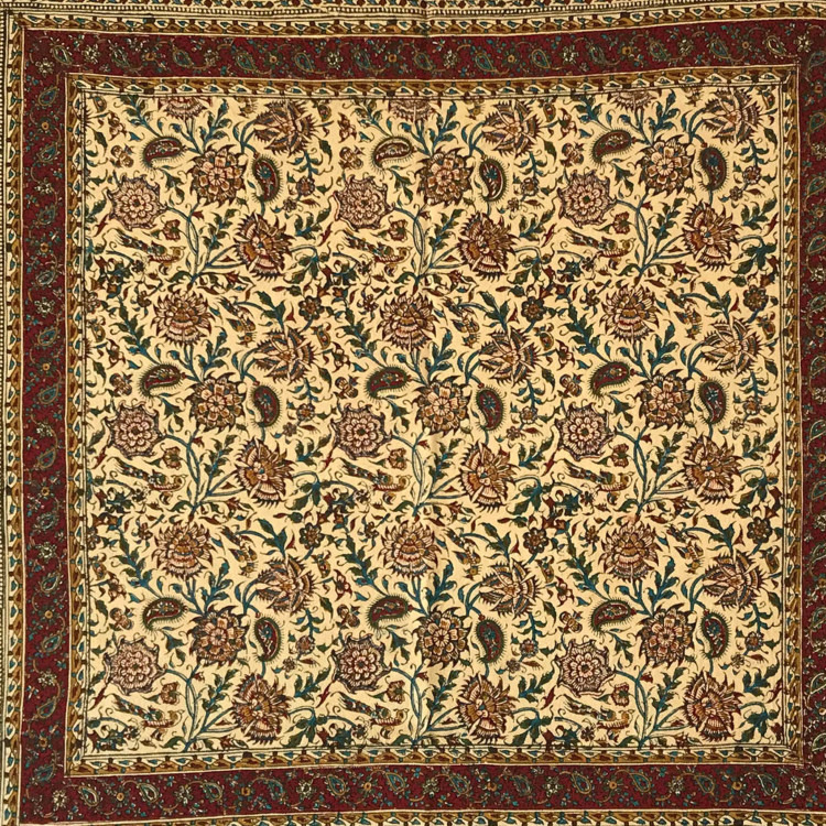 پارچه قلم کار طرح گل و مرغ سایز یک متری