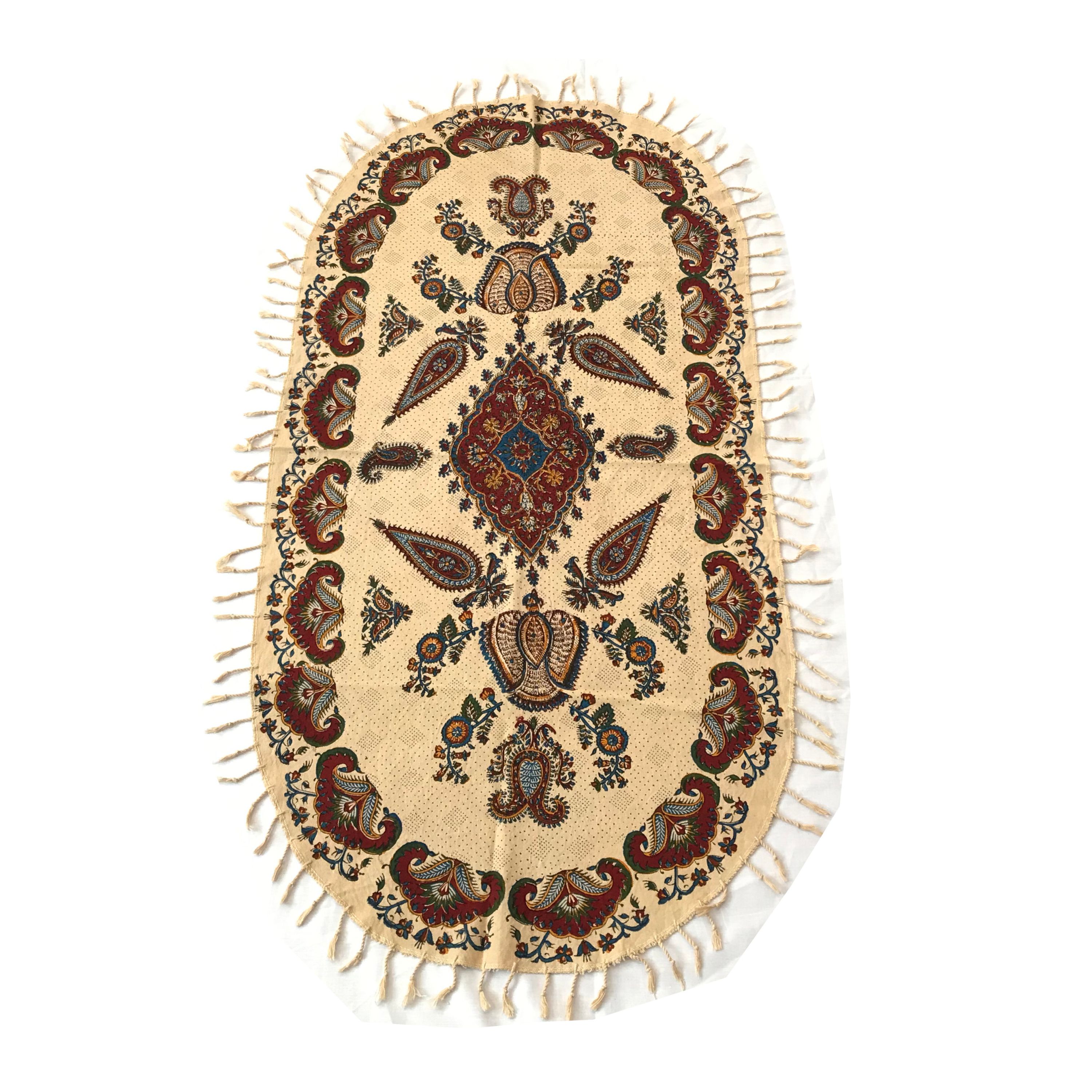 رومیزی قلمکار بیضی سایز 60- 120
