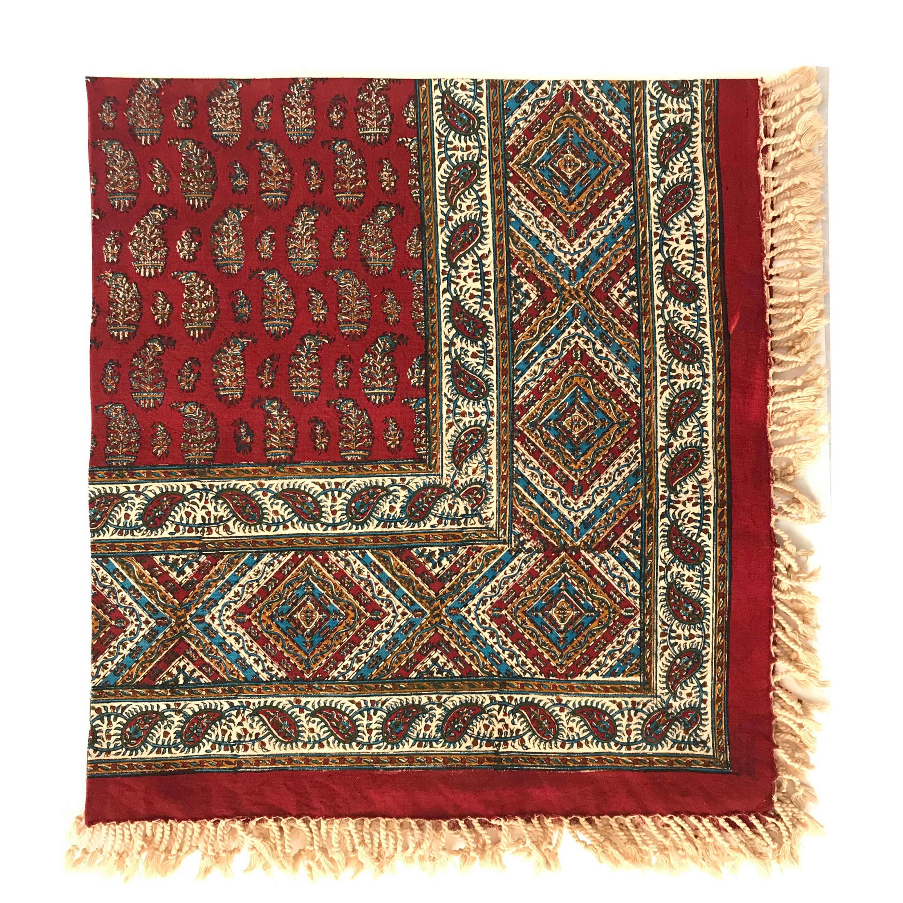 رومیزی قلمکار طرح زرشکی اعلا سایز یک متری
