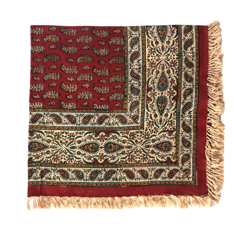 رومیزی قلمکار طرح زرشکی اعلا سایز یک متری