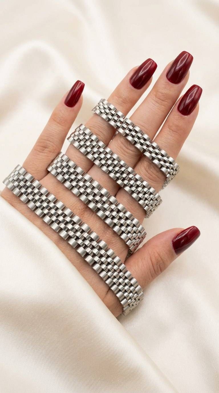 دستبند طرح رولکس دورنگ نقره ای/بدلیجات روح گندم/طرح طلا/عروسی