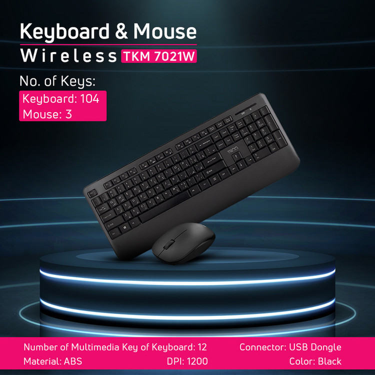 کیبورد و ماوس بی سیم تسکو مدل TKM 7021W