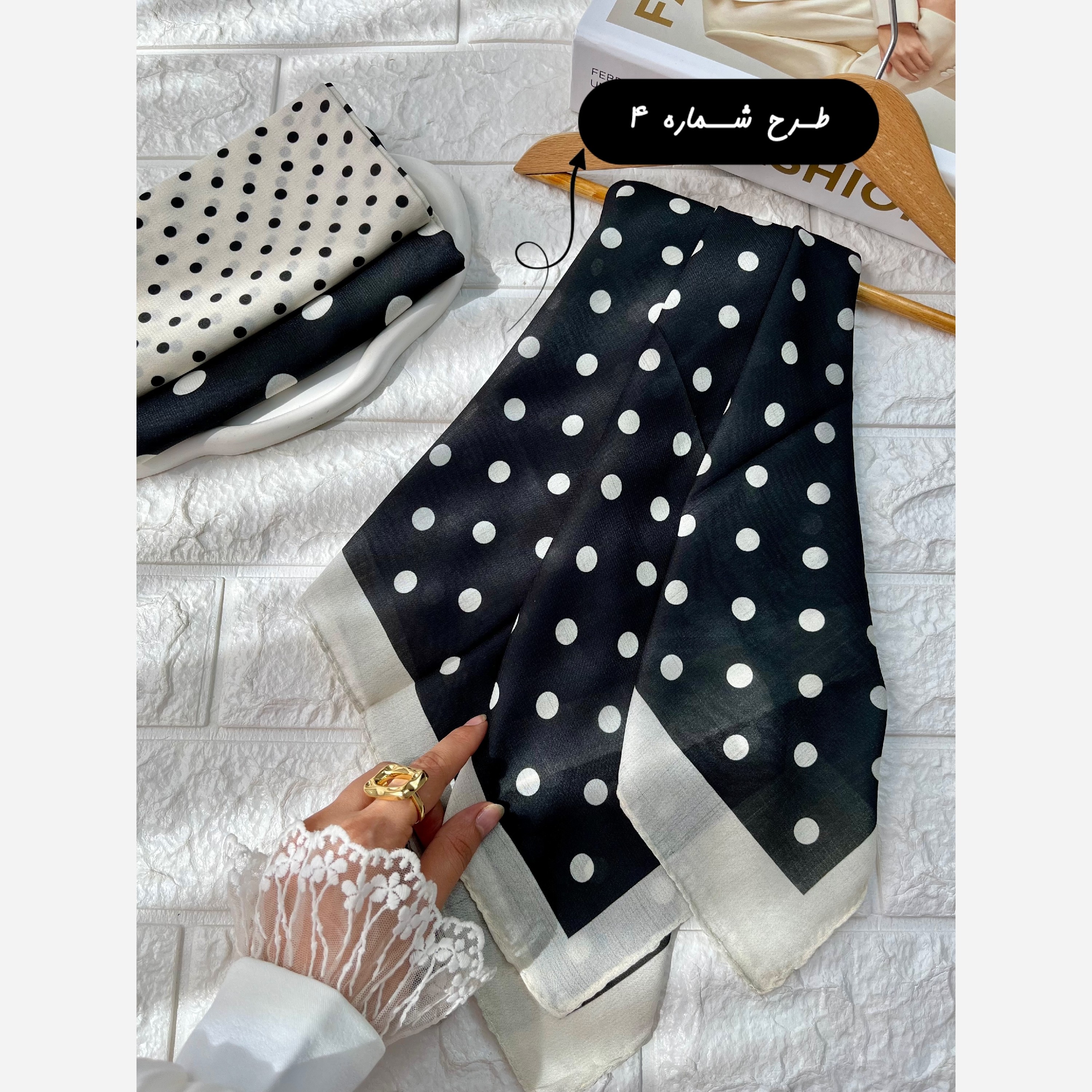 مینی اسکارف خالخالی نخی قواره 70 با کوپن ارسال رایگان و خرید قسطی