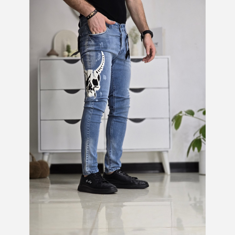 شلوار جین جذب طرح دار پارچه ترک سایز 40تا48