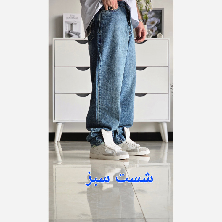 شلوار جین نیم بگ پارچه ترک مردانه قد 120سایز 40تا48