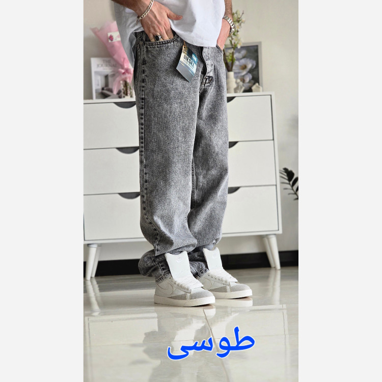 شلوار جین نیم بگ پارچه ترک مردانه قد 120سایز 40تا48
