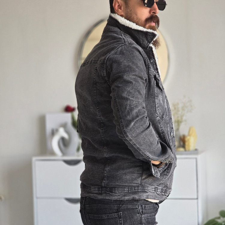 کت جین خزدار وارداتی پارچه تمام کش