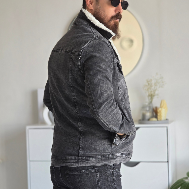 کت جین خزدار وارداتی پارچه تمام کش