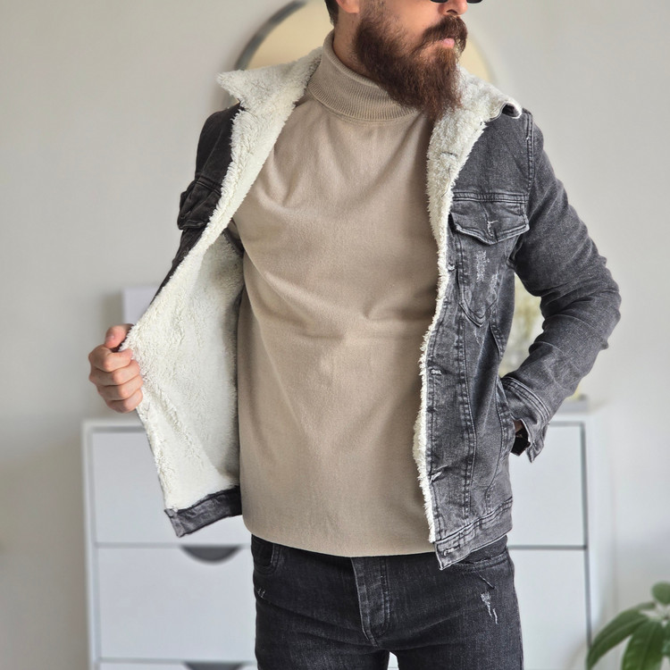 کت جین خزدار وارداتی پارچه تمام کش
