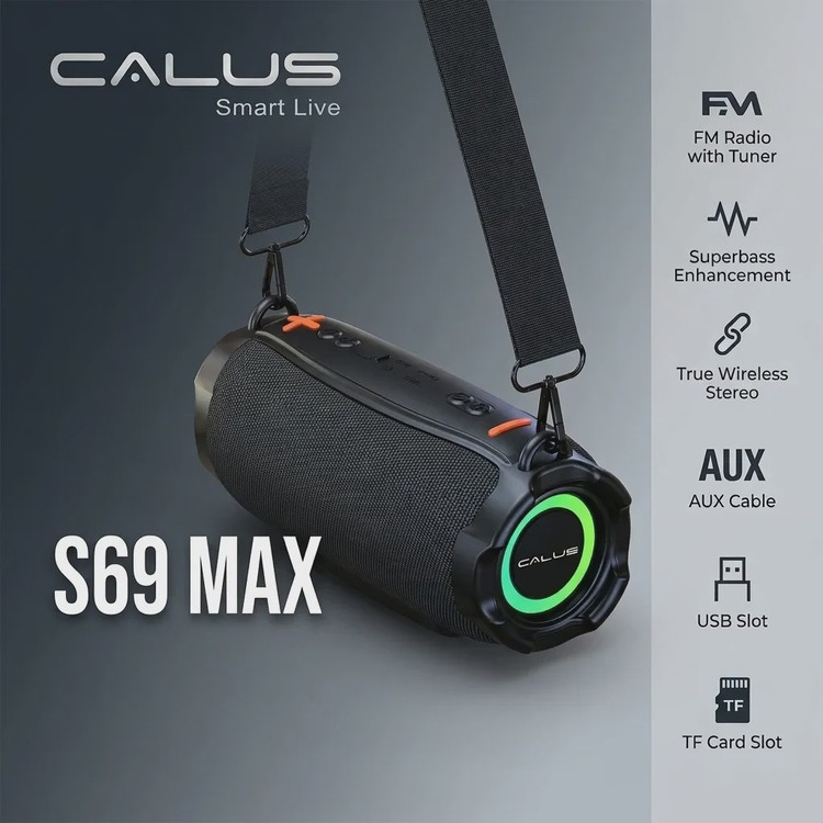 اسپیکر بلوتوثی ضد آب و با کیفیت CALUS مدل S69 MAX