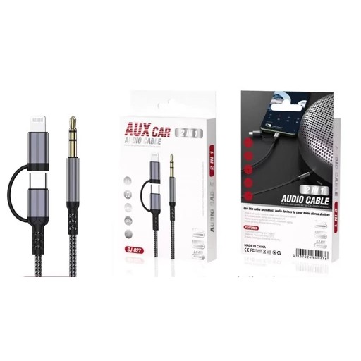 کابل AUX Car Audio Cable 2in1 لایتنینگ AUX انتقال صدای شفاف اتصال سریع