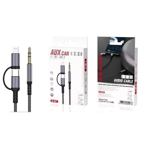 کابل AUX Car Audio Cable 2in1 لایتنینگ AUX انتقال صدای شفاف اتصال سریع