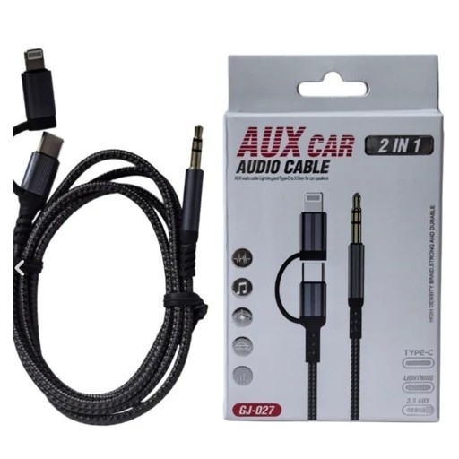 کابل AUX Car Audio Cable 2in1 لایتنینگ AUX انتقال صدای شفاف اتصال سریع